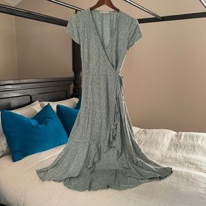 Vintage sage wrap dress size Lpetite